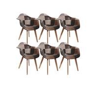 MELO - Lot de 6 Fauteuils Scandinaves Aspect Vieux Cuir -