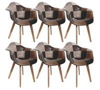 MELO - Lot de 6 Fauteuils Scandinaves Aspect Vieux Cuir - Altobuy Multicolore
