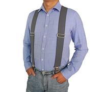 Melo Tough Bretelles entièrement élastiques pour homme 5,1 cm de large X dos très résistant, gris, 122 cm