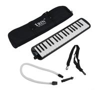 Melodica avec 37 touches pour un jeu facile, livré avec sac de transport et deux embouchures pour musiciens débutants (noir)