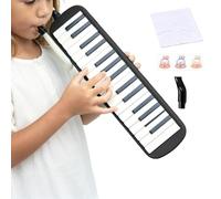 Melodica Harmonica portable à 32 touches - Pour débutants - Avec embout buccal - Boîte de rangement en plastique - Instrument de musique pédagogique conçu pour aider les élèves à apprendre la mélodie