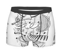 Mélodie Musicale De Notes De Piano Homme Trunks Ajustés Boxers Doux sous-Vêtements pour Sport Travail Usage Quotidien XXL