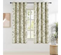 Melodieux 2 panneaux de rideaux occultants à imprimé floral vintage de 160 cm de long - Toile de Jouy - Rideaux à œillets texturés en coton pour chambre à coucher et salon, style ferme française,