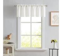 Melodieux Cantonnière semi-transparente ivoire pour cuisine, café, petites fenêtres en lin rustique avec passe-tringle, 132,1 x 45,7 cm, 1 panneau