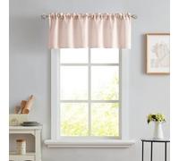 Melodieux Cantonnière semi-transparente pour cuisine, café, petites fenêtres en lin rustique avec passe-tringle, 132,1 x 45,7 cm, 1 panneau