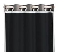 Melodieux Doublure de rideau 100 % occultante à isolation thermique pour rideaux de 160 cm de long, blanc cassé/noir, 127 x 147 cm, 1 panneau, anneaux inclus