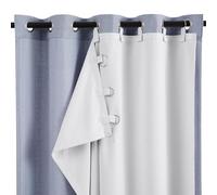 Melodieux Doublure de rideaux pour assombrissement de pièce en blanc grisâtre pour rideaux de 213,4 cm de long, doublures thermiques à isolation de 80% de la lumière avec embouts à onglets et anneaux