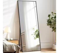 Melodieux Grand miroir sur pied pleine longueur de 85 x 192 cm avec cadre en aluminium noir pour chambre à coucher, salon