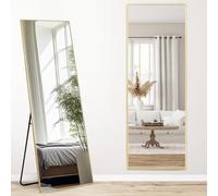 Melodieux Grand Miroir sur Toute la Longueur - 161 x 52 cm - Moderne - Cadre en Aluminium doré - Montage Mural - pour Salon, Chambre à Coucher
