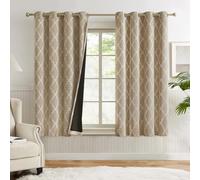 Melodieux Lot de 2 panneaux de rideaux marocains entièrement occultants à œillets pour chambre à coucher et salon - Isolation thermique avec doublure noire - 132,1 x 160 cm (l x L), brun roux