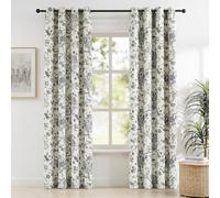 Melodieux Lot de 2 panneaux de rideaux occultants à imprimé floral vintage de 274,3 cm de long - Toile de Jouy - Rideaux à œillets texturés en coton pour porte de terrasse - 132,1 x 274,3 cm - Onyx