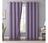 Melodieux Lot de 2 Rideaux 100% occultants pour Chambre à Coucher, Rideaux de fenêtre à Isolation Thermique et phonique avec œillets en Lin pour Salon et Chambre d'enfant (Violet, 127 x 213 cm de