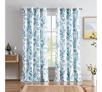 Melodieux Lot de 2 Rideaux à œillets décoratifs à Motif Floral pour Salon, Ferme, 132,1 x 243,8 cm, Bleu Abricot