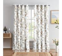 Melodieux Lot de 2 Rideaux à œillets décoratifs à Motif Floral pour Salon, Ferme, 132 x 243 cm, imprimé Fleur d'abricot café
