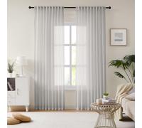 Melodieux Lot de 2 rideaux à rails transparents gris 245 x 137 cm (H x l)