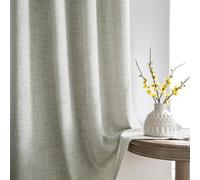 Melodieux Lot de 2 Rideaux avec Galon fronceur, Aspect Lin Naturel, Semi-Ouverts, pour Chambre à Coucher, 210 x 140 cm