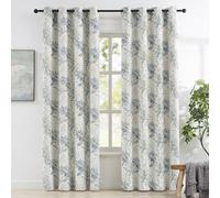 Melodieux Lot de 2 Rideaux occultants en Coton à Motif Floral de Style rétro et Rustique avec œillets - Isolation Thermique - pour Chambre à Coucher - 132,1 x 213,4 cm - Vert