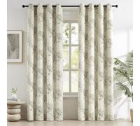 Melodieux Lot de 2 Rideaux occultants en Coton à Motif Floral de Style rétro Rustique avec œillets pour Chambre à Coucher - Rideaux à Isolation Thermique avec œillets - 132,1 x 213,4 cm - Beige