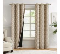 Melodieux Lot de 2 rideaux occultants marocains avec doublure noire et œillets pour salon, chambre à coucher - Isolation thermique - 106,7 x 243,8 cm (l x L), brun roux