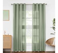 Melodieux Lot de 2 Rideaux Semi-Transparents Vert Sauge de 213,4 cm de Long pour Salon, Chambre à Coucher, fenêtre d'aspect Lin, œillets filtrant la lumière, 132,1 x 213,4 cm