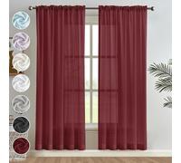Melodieux Lot de 2 rideaux transparents en mousseline de soie avec passe-tringle - Panneaux de fenêtre transparents filtrant la lumière pour salon, salle à manger, décoration de chambre à coucher -