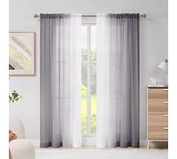 Melodieux Lot de 2 voilages Gris ombrés en Mousseline de Soie avec Passe-Tringle, 142,2 x 205,7 cm