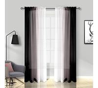 Melodieux Lot de 2 voilages ombrés avec Passe-Tringle, Noir, 142,2 x 228,6 cm