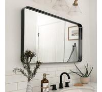 Melodieux Miroir de Vanité Noir pour Salle de Bain, Miroir Mural Rectangulaire Cadré en Métal de 75x100 cm, Miroir Décoratif pour Chambre, Salon, Entrée Horizontalement ou Verticalement