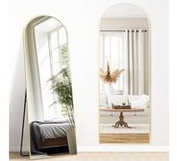 Melodieux Miroir Pleine Longueur, Arc, 147 x 44 cm, Grand Miroir autoportant, Cadre en Aluminium, doré, pour Dressing, Salon, Chambre à Coucher