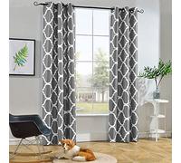 Melodieux Rideau occultant à œillets Tendance Marocaine pour Salon/Chambre à Coucher, 106,7 x 243,8 cm, Gris (1 Panneau)