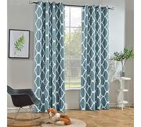 Melodieux Rideau occultant à œillets Tendance Marocaine pour Salon/Chambre à Coucher, 132,1 x 182,9 cm, Bleu Sarcelle poudré (1 Panneau)