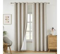 Melodieux Rideaux 100 % occultants en lin pour chambre à coucher et salon, rideaux élégants en lin à isolation thermique avec œillets, 132,1 x 213,4 cm de long, beige (2 panneaux)