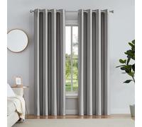 Melodieux Rideaux 100 % occultants pour chambre à coucher, salon, isolation thermique, texturés, rideaux à œillets avec dos noir, gris, 127 x 160 cm, 2 panneaux