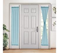 Melodieux Rideaux bleus semi-transparents pour porte latérale - 183 cm de long - Aspect lin - Pour porte d'entrée de terrasse coulissante en verre - 63 x 183 cm - 2 panneaux