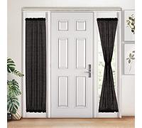 Melodieux Rideaux noirs semi-transparents pour porte latérale - 183 cm de long - Aspect lin - Pour porte d'entrée de terrasse coulissante en verre - 63 x 183 cm - 2 panneaux