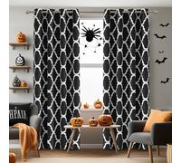 Melodieux Rideaux occultants à œillets avec imprimé marocain pour Salon, Chambre à Coucher, 132,1 x 243,8 cm, Noir (2 Panneaux)