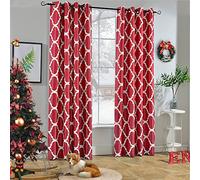 Melodieux Rideaux occultants à œillets Tendance Marocaine pour Salon, 132,1 x 213,4 cm, Rouge (1 Panneau)