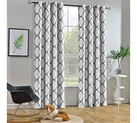 Melodieux Rideaux occultants à œillets Tendance Marocaine pour Salon, 132,1 x 243,8 cm, Blanc cassé/Gris (1 Panneau)