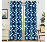 Melodieux Rideaux occultants à Isolation Thermique avec œillets pour Salon, Style marocain, 106,7 x 243,8 cm, Bleu Roi (2 Panneaux)