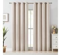 Melodieux Rideaux occultants élégants en coton pour salon, chambre à coucher, isolation thermique avec œillets, 132,1 x 160 cm, beige (1 panneau)