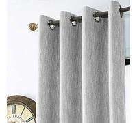 Melodieux Rideaux occultants élégants en coton pour salon, chambre à coucher, isolation thermique, rideaux de fenêtre à œillets, 132 x 160 cm, gris (1 panneau)
