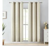 Melodieux Rideaux occultants élégants en coton pour salon, chambre à coucher - Panneaux de rideaux de fenêtre à isolation thermique avec œillets, 106,7 x 213,4 cm, beige naturel (1 panneau