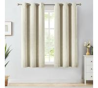 Melodieux Rideaux occultants élégants en coton pour salon, chambre à coucher - Panneaux de rideaux de fenêtre à isolation thermique avec œillets, 106,7 x 160 cm, beige naturel (1 panneau