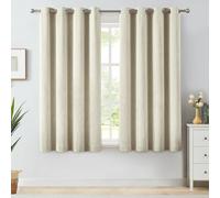 Melodieux Rideaux occultants élégants en coton pour salon, chambre à coucher - Panneaux de rideaux de fenêtre à isolation thermique avec œillets, 132,1 x 160 cm, beige naturel (1 panneau
