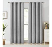 Melodieux Rideaux occultants élégants en coton pour salon, chambre à coucher, rideaux de fenêtre à isolation thermique avec œillets, 132,1 x 160 cm, gris foncé (1 panneau)