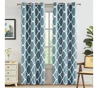 Melodieux Rideaux occultants Tendance Marocaine à Isolation Thermique avec œillets pour Salon, 106,7 x 213,4 cm, Bleu Sarcelle poudré (2 Panneaux)