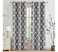 Melodieux Rideaux occultants Tendance Marocaine à Isolation Thermique avec œillets pour Salon, 106,7 x 213,4 cm, Gris (2 Panneaux)