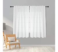 Melodieux Voilage Blanc Rideaux Passe Tringle, Lot de 2, 140x137cm