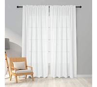 Melodieux Voilage Blanc Rideaux Passe Tringle, Lot de 2, 140x183cm