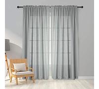 Melodieux Voilage Gris Rideaux Passe Tringle, Lot de 2, 140x137cm